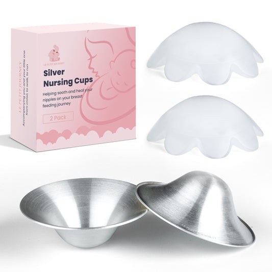 Original 999 Pure Silver Nursing Cups with Silicone Pads, Nipple Shields for Nursing Newborn Essentials, Silver Nipple Covers for Breastfeeding, Silver Nipple Guards for Soothing and Healing